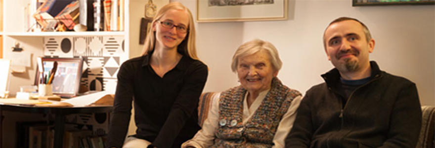 Mrs. Barnard with first students to receive scholarship in honour of late husband