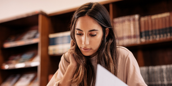 Student studying in the library