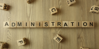 Administration written in wooden blocks