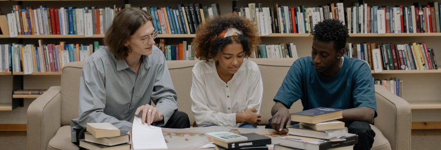 Image of students in the library