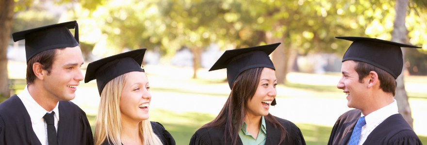 Image of graduating class laughing