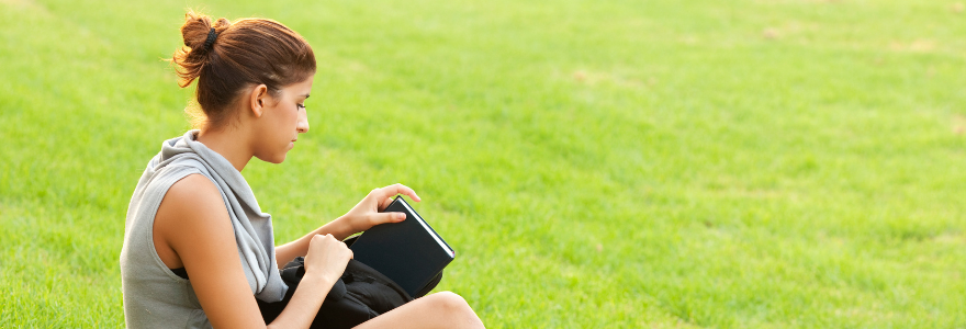 Image of students on campus in the summer