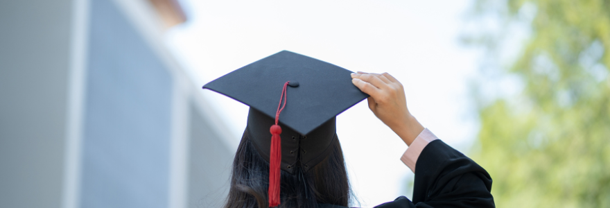 Student wearing grad cap